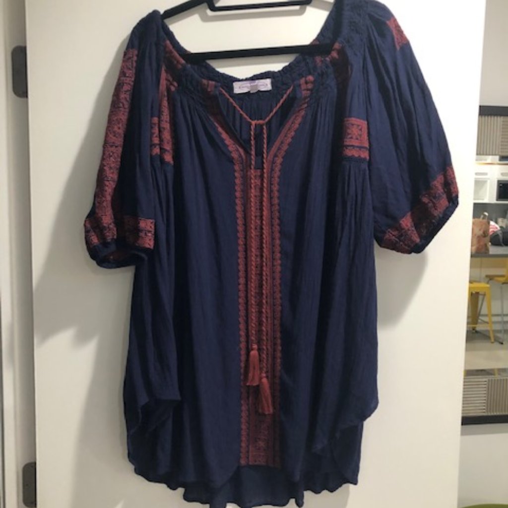 Muche Et Muchette Blue Embroidered Dress